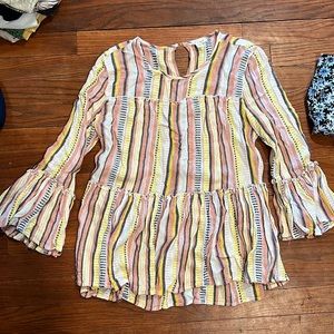 Miami 3/4 sleeve peplum style striped top size medium great condition